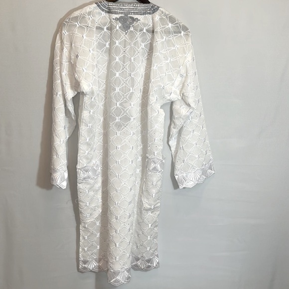 African Mens Clothing Lace Material Embroidered 3 Pcs Agbada Shirt Pants Dashiki - Picture 9 of 16